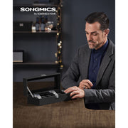 Six Slot Watch Box with Glass Lid Organiser for Men and Women by Songmics