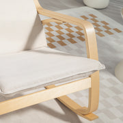 Cream White Upholstered Rocking Chair with High Back and Headrest for Living Room by HOMCOM