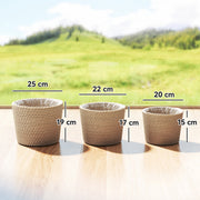 Seagrass Planter Set of 3 for Indoor or Outdoor Plants with Moisture Liners Natural AOSOM