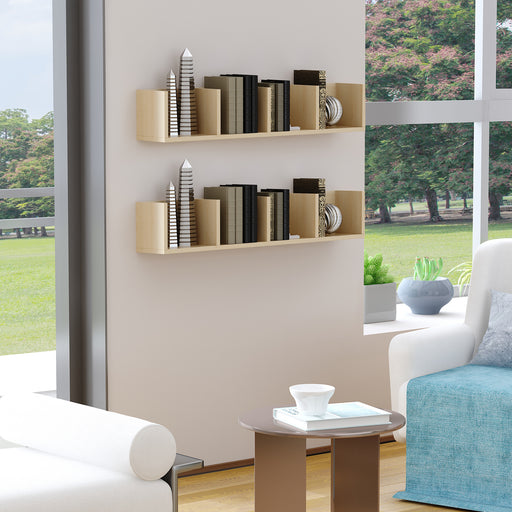 Wall Mounted Media Storage Rack Set for CDs DVDs with 4 Shelves Ideal for Display Natural