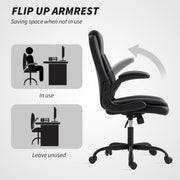 Ergonomic Faux Leather Office Chair with Flip-Up Armrests for Home or Work Black