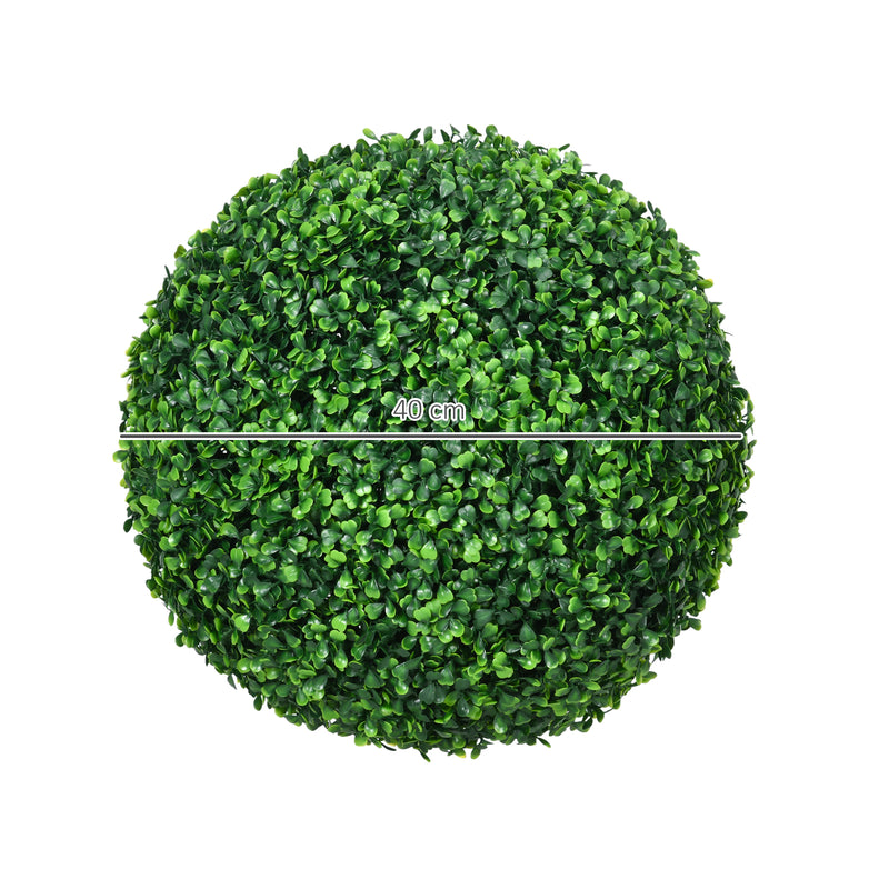 Set of Two Green Artificial Boxwood Ball Plants for Indoor and Outdoor Decoration