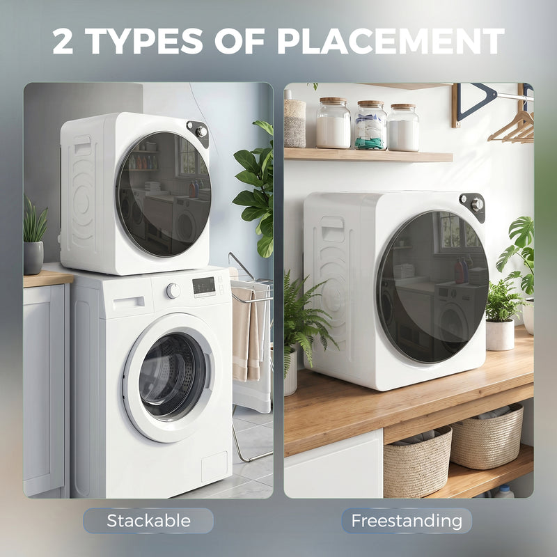 Compact Stackable Tumble Dryer for Small Spaces with Quiet Operation 5 kg White