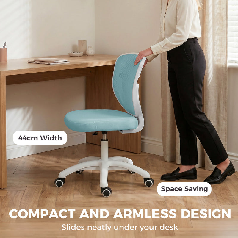 Compact Desk Chair for Small Bedrooms or Home Offices with Mesh Back