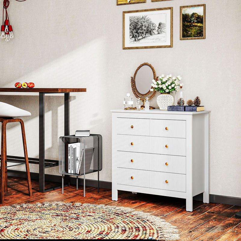 White Chest of Bedroom Drawers With Gold Legs Elegant Bedroom Storage by HOMCOM