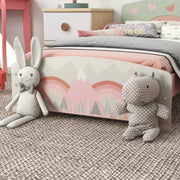 Toddler Bed Frame with Storage Shelf and 6 Fabric Bins for Kids Aged 3 to 6 Years Pink AOSOM