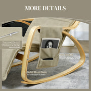 Rocking Recliner Lounge Chair with Adjustable Footrest and Side Pocket for Relaxing Khaki