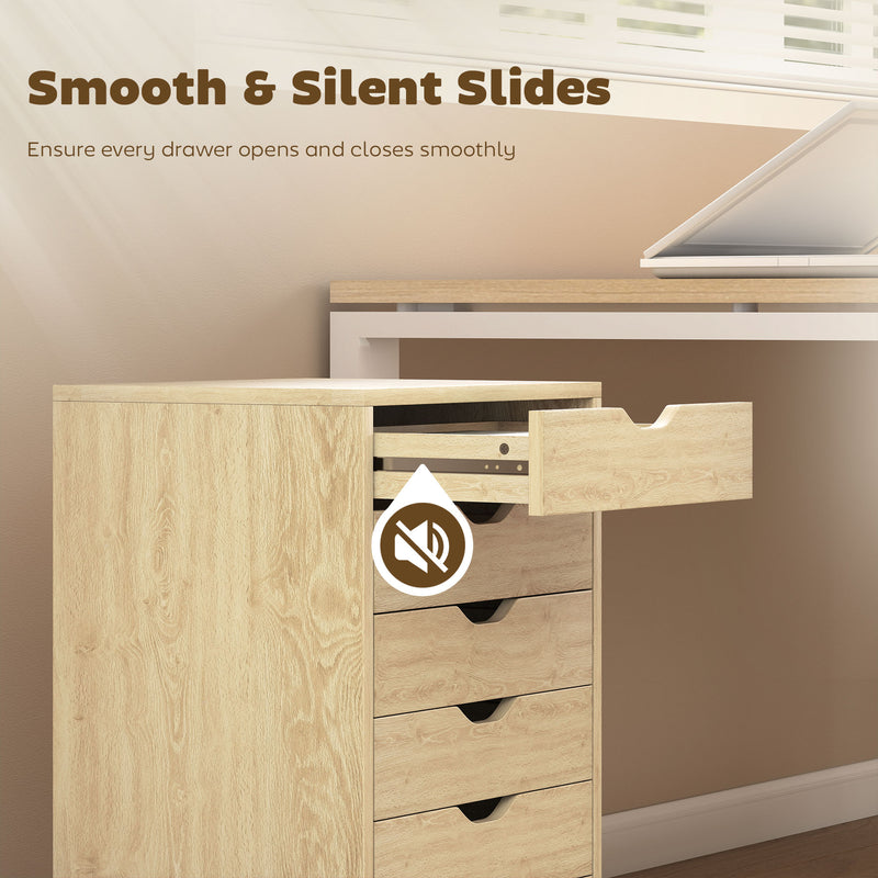 Under Desk Storage Cabinet with 6 Drawers for Home Office Organisation Oak Wood Effect