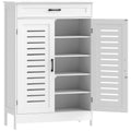 White Shoe Storage Cabinet For Hallway with Louvered Doors Adjustable Shelves and Drawer 78x37x115cm Homcom