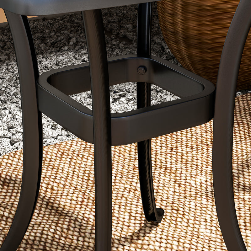 Black Cast Aluminium Garden Table with Umbrella Hole and Anti-Slip Feet by Outsunny