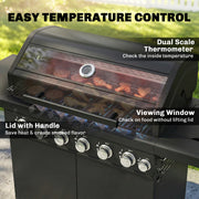 6 Burner Gas BBQ Grill With Side Burner for Easy Outdoor Cooking and Entertaining in the Garden Black Outsunny