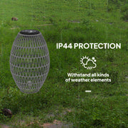 Grey Rattan Solar Garden Lantern IP44 Waterproof Auto On Off Light by Outsunny