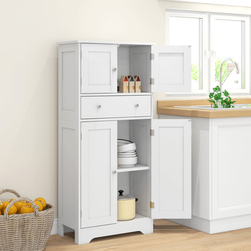 Freestanding Kitchen Storage Cabinet with Shelves and Drawers for Organisation White