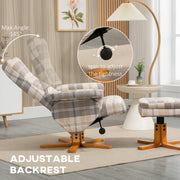 Linen Swivel Recliner Chair with Footstool and Storage Ideal for Living Room Use Multicolour