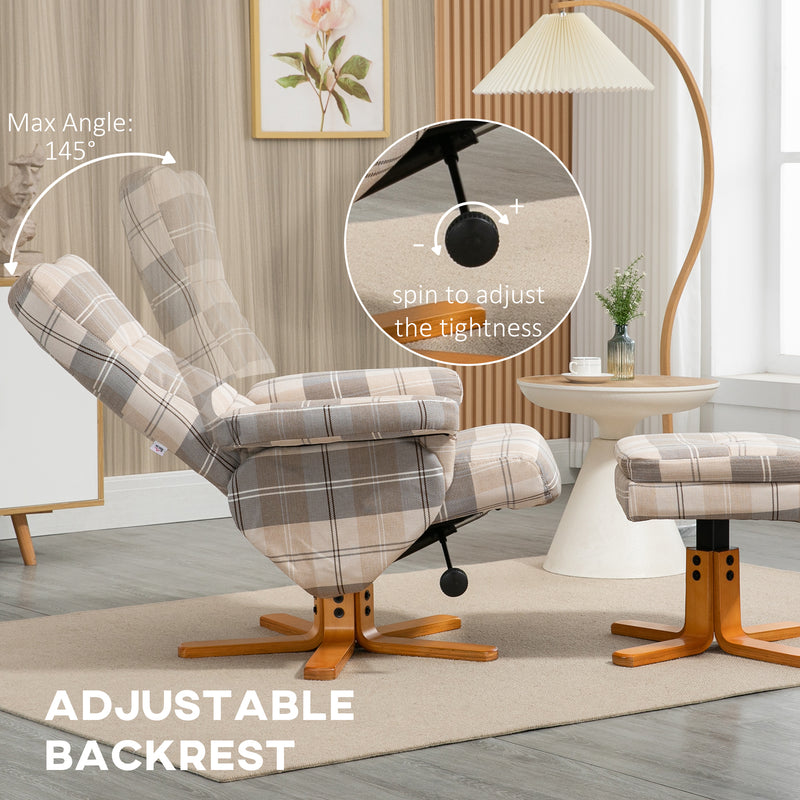 Linen Swivel Recliner Chair with Footstool and Storage Ideal for Living Room Use Multicolour