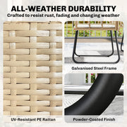 Rattan Garden Furniture Set with Cushions and Coffee Table for Patio or Balcony Natural Wood Outsunny