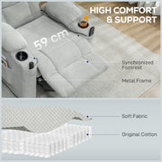 Electric Recliner Armchair with Massage Heat USB Port and Cup Holders for Lounge Grey AOSOM