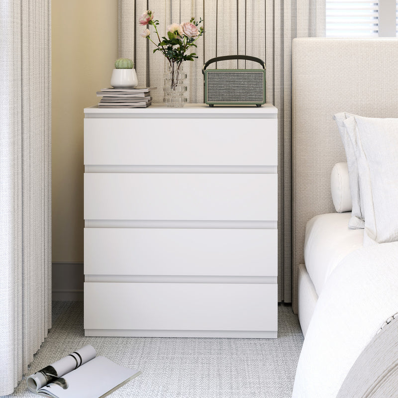 4 Drawer Bedroom Dresser for Organised Clothes Storage with Flat Top White