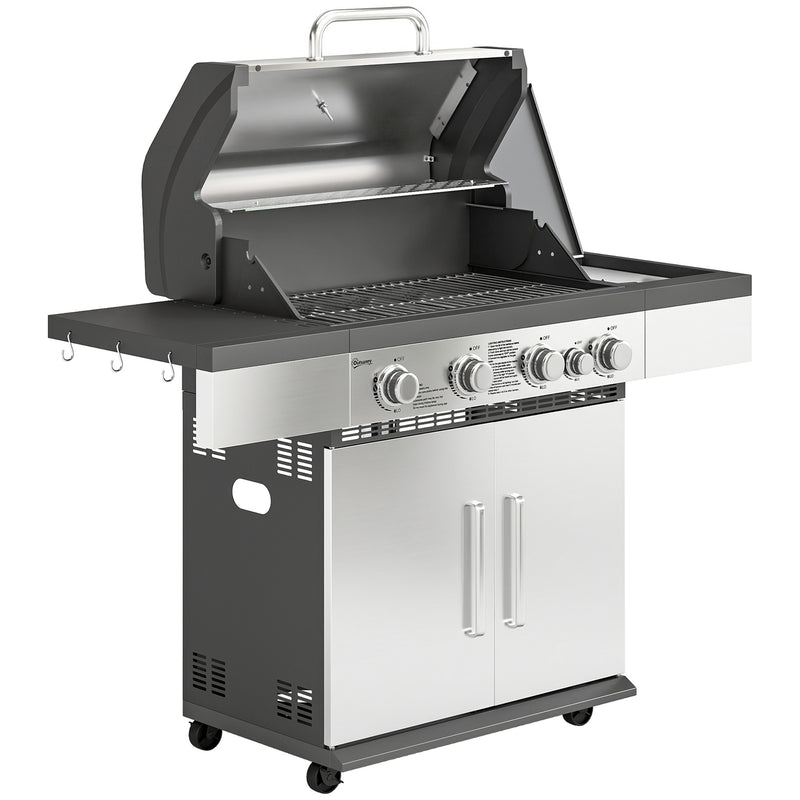 Gas Barbecue with 5 Burners for Easy Outdoor Cooking and Entertaining Black Outsunny
