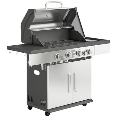 Gas Barbecue with 5 Burners for Easy Outdoor Cooking and Entertaining Black Outsunny