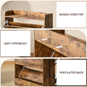 Rustic Brown Narrow Shoe Cabinet with Two Flip Drawers and Adjustable Shelves by HOMCOM