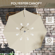 Khaki 3m Wall Mounted Garden Parasol with Easy Crank Handle Shade by Outsunny