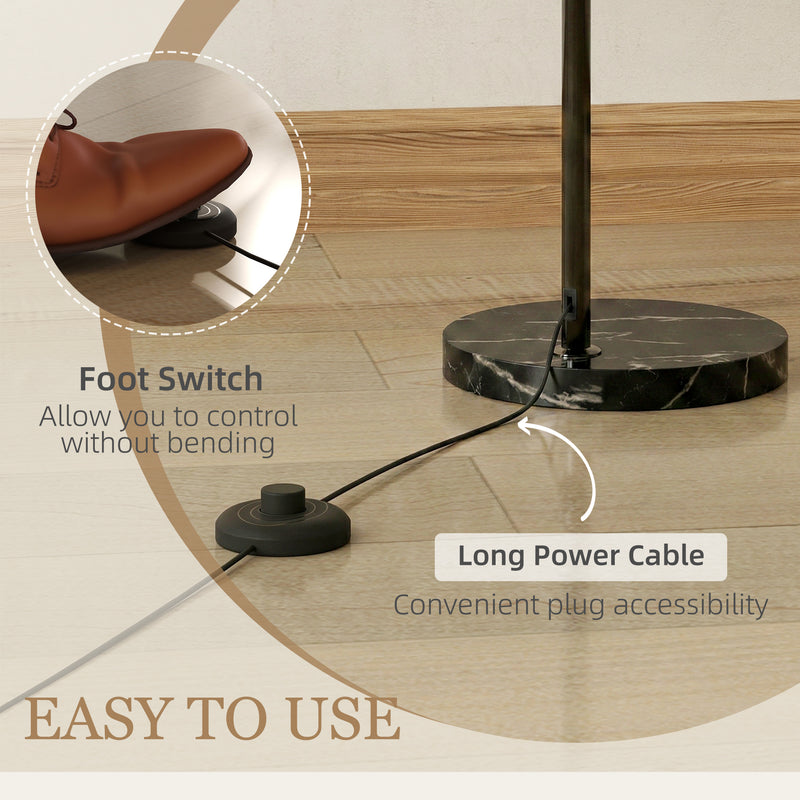 Floor Lamp with Curved Head for Cosy Living Room Lighting Black Orange Homcom