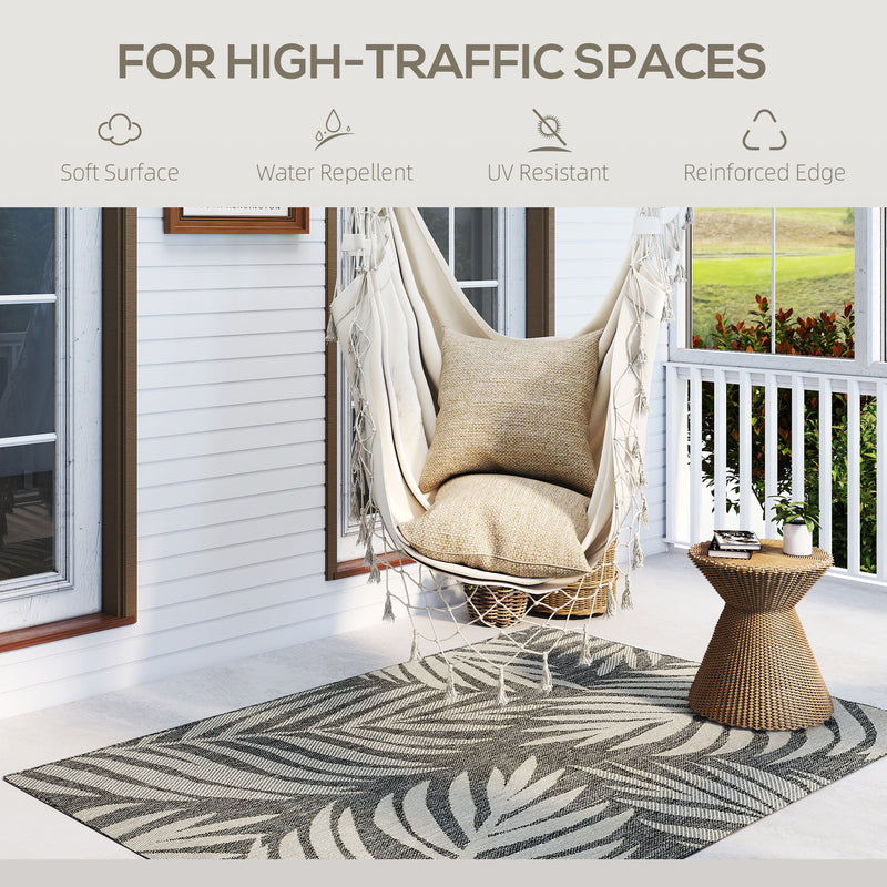 Machine Washable Indoor Outdoor Rug UV Resistant for Patio Garden or Kitchen, Grey