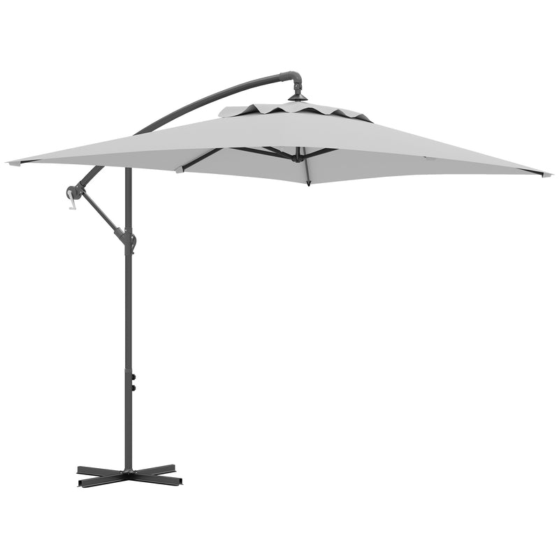 Light Grey 3m Cantilever Overhanging Parasol With Cross Base by Outsunny