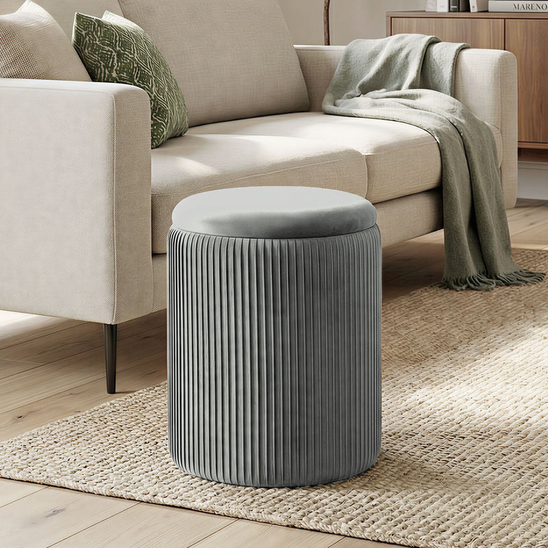 Ottoman Storage Bench with Reversible Table Lid and Hidden Compartment Grey AOSOM