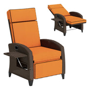Garden Recliner Chair with Adjustable Backrest and Side Tray for Outdoor Relaxation Orange Outsunny
