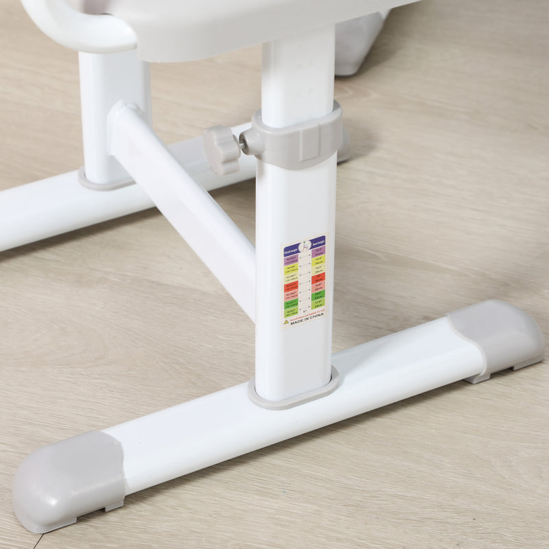 Adjustable Kids Study Desk and Chair Set with Storage Drawer and Hook, Grey