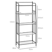 Five Tier Steel Kitchen Storage Shelf Unit With Sturdy Frame For Home Organisation Black