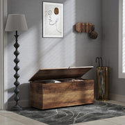 Grey 113L Storage Chest with Flip-Top Lid and Safety Hinges for Living Room or Hallway by HOMCOM