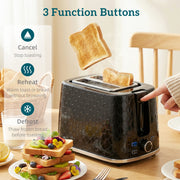 Fast Boil Kettle and 2 Slice Toaster Set with Adjustable Browning Control Black AOSOM