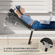 Black Garden Sun Lounger with Five Position Adjustable Back by Outsunny