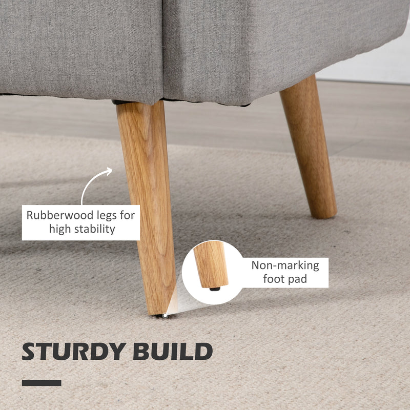 Linen Touch Upholstered Accent Armchair with Cushion for Living Room Comfort Grey