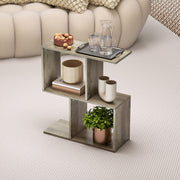 Slim S Shaped Side Table With 3 Storage Shelves Ideal For Small Spaces Grey