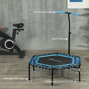 Adjustable Fitness Rebounder Trampoline With LED Lights For Low Impact Workouts Blue AOSOM