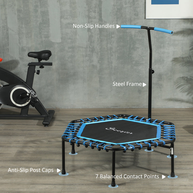 Adjustable Fitness Rebounder Trampoline With LED Lights For Low Impact Workouts Blue AOSOM