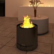 Black Metal Wood Burning Fire Pit with Poker for Garden and Patio Heating by Outsunny