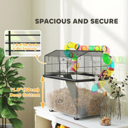 2 Tier Hamster Cage with Deep Tray Tube System Water Bottle and Accessories by PawHut