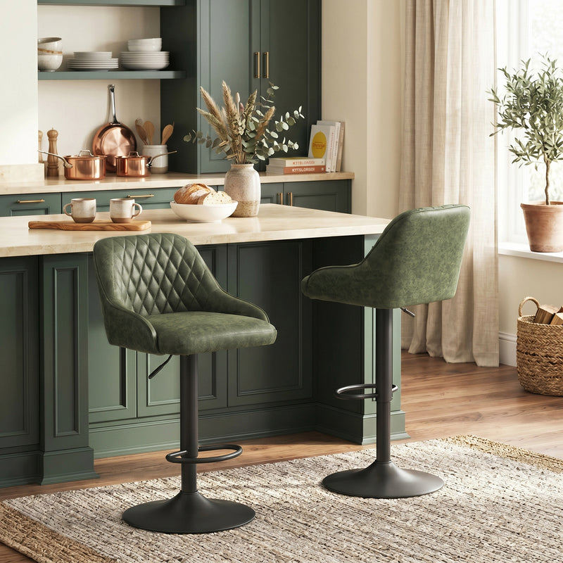 Adjustable Bar Stools Set of 2 for Kitchen Island with Swivel and Easy Clean