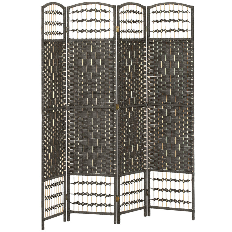 Folding Room Divider with 4 Panels for Instant Privacy in Lounge or Bedroom Dark Grey