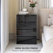 Chest of Drawers with 4 Spacious Handleless Storage Drawers for Bedroom Organisation High Gloss Black AOSOM