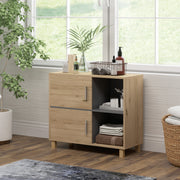 Freestanding Bathroom Cabinet with Open Shelves and Double Doors by HOMCOM