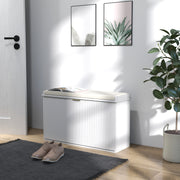 White Shoe Storage Bench with Cushioned Seat and Eight Compartments by HOMCOM