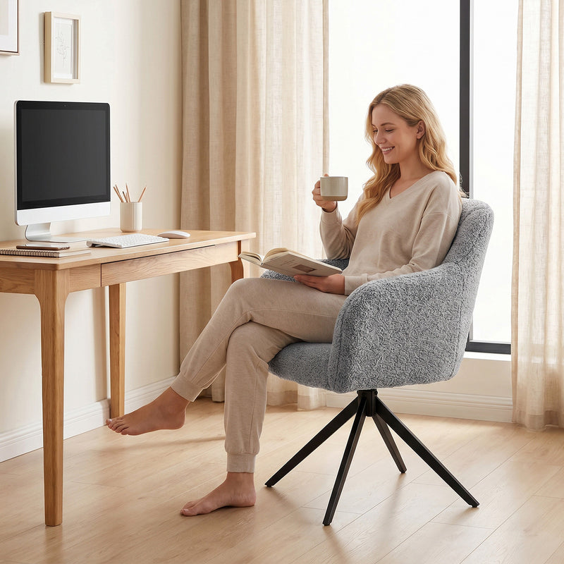 Swivel Accent Chair with Soft Padded Seat for Relaxing in Living Room Grey