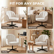 Accent Swivel Chair with Curved Back and Padded Seat for Bedroom or Lounge Cream White Homcom