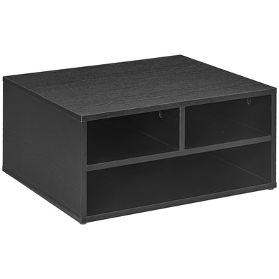 Three Compartment Office Printer Storage Cabinet With Adjustable Shelves, Black